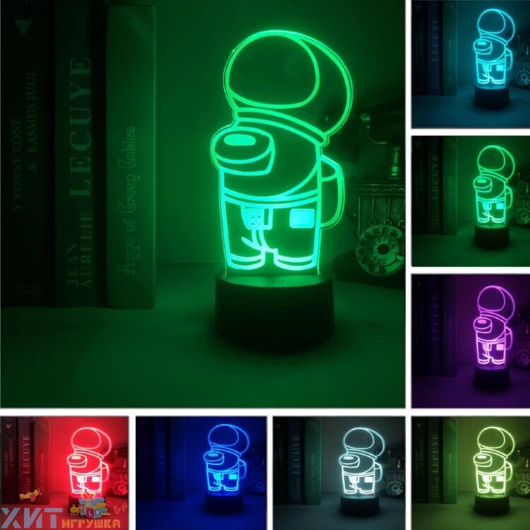 Детский ночник светильник, светодиодный с 3D эффектом AMONG US АМОНГ АС Повар RoHS2